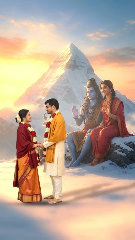 Kailash, 3D save the date video: himalayan peaks and Shiv Parvati's blessing