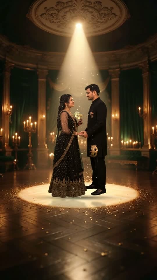 Midnight Masquerade, 3D save the date video: a black-tie ball of candles, masks and gold
