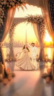 Dubai Luxe 3D invitation: couple