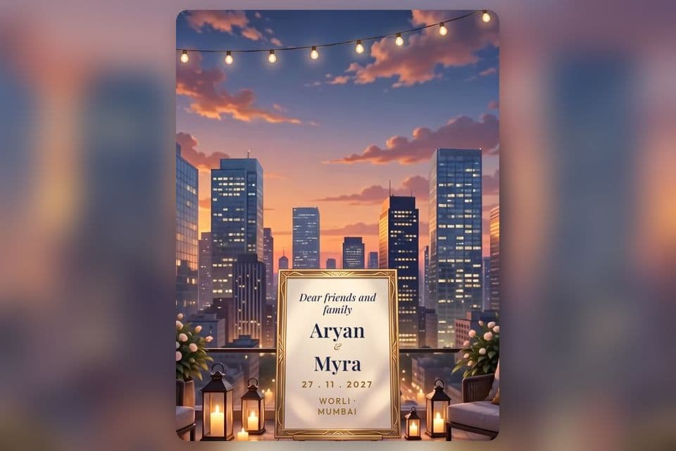 Penthouse Nights wedding invitation design