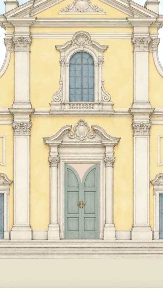 The Chapel animated save the date: a yellow baroque chapel facade
