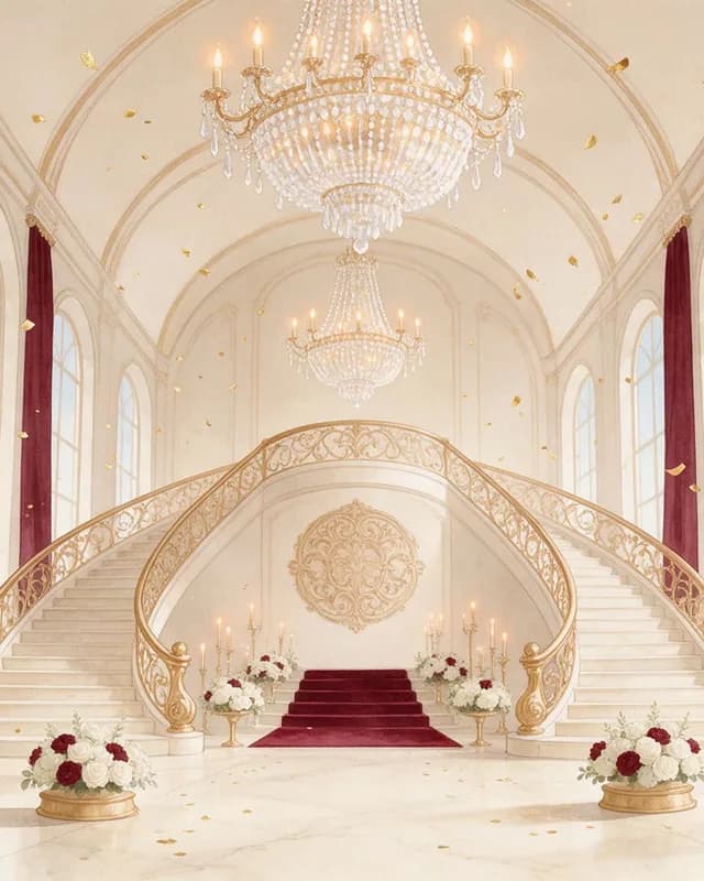 Crystal Ballroom wedding invitation artwork