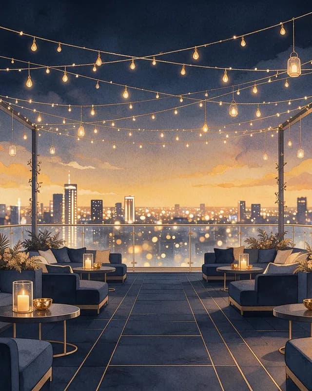 Penthouse Nights wedding invitation artwork