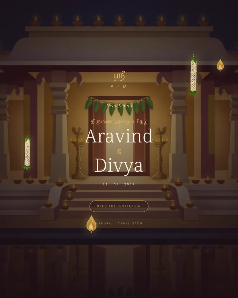 Temple Dawn wedding invitation